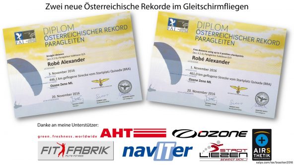 Neue österr. Gleitschirmrekorde offiziell!